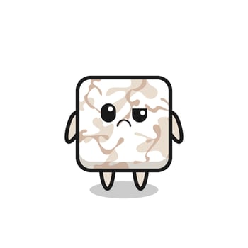 the mascot of the ceramic tile with sceptical face vector