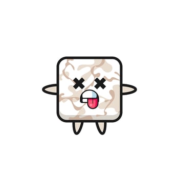 character of the cute ceramic tile with dead pose vector