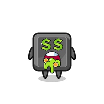 keyboard button character with an expression of crazy about money vector