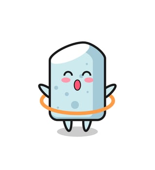cute chalk cartoon is playing hula hoop vector