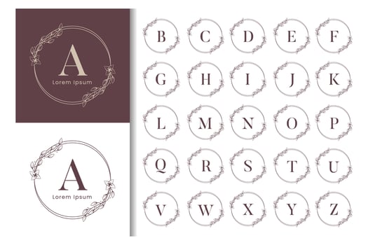 elegant floral frame logo template vector