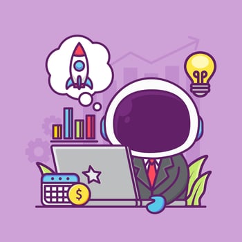 cute business launch with astronaut vector