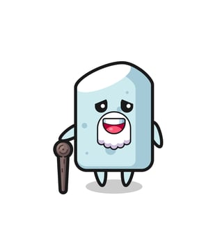 cute chalk grandpa is holding a stick vector