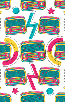 90's Vibe Radio Seamless Pattern vector