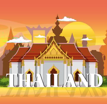 Thailand iconic tourism attraction background vector