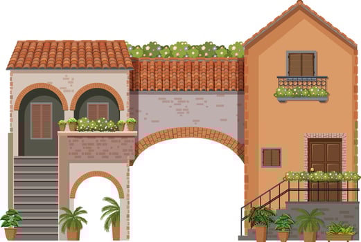 Traditional Italian architecture house building vector
