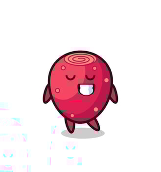 prickly pear cartoon illustration with a shy expression vector