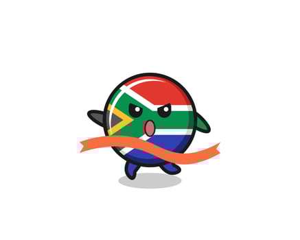 cute south africa flag illustration is reaching the finish vector