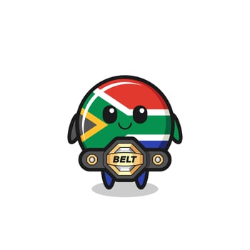 the MMA fighter south africa flag mascot with a belt vector