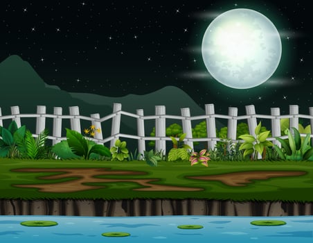 Background of nature landscape at night illustration vector
