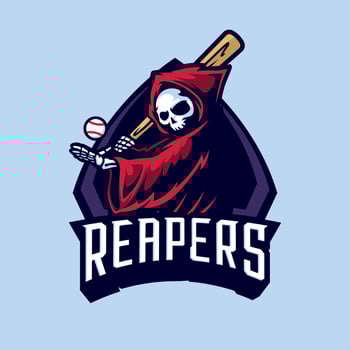 Evil Grim Reaper Sport Mascot Logo Badge Illustration. vector