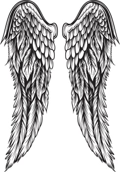 Wings Illustration in tattoo style vector