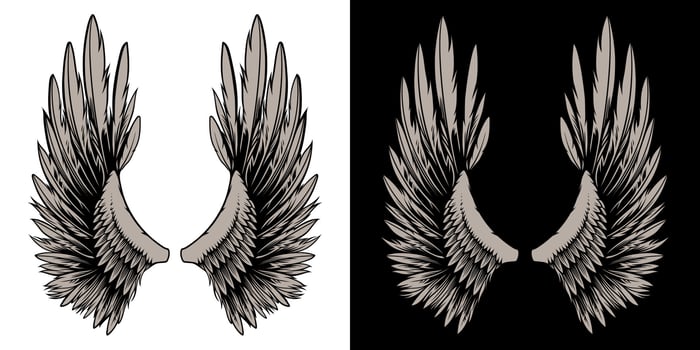 Wings Illustration in tattoo style vector