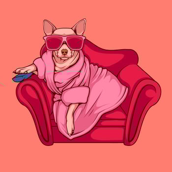 Pop art cartoon dog watching tv. vector