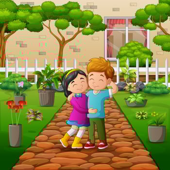 A couple walking in the park vector