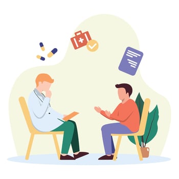 Patient Visit Doctor for Medical Health Consultation Flat Illustration vector