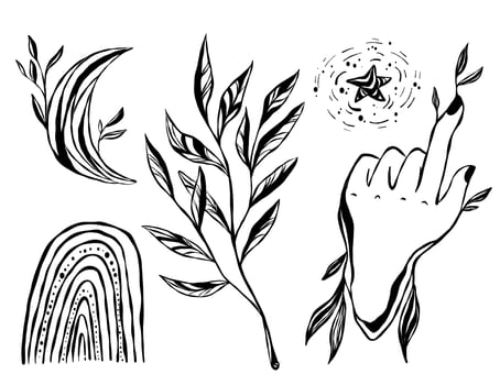 Hand drawn bohemian set vector