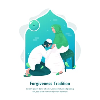 Flat design forgiveness tradition during eid mubarak vector