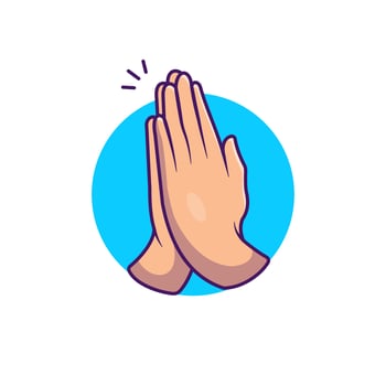 Namaste Hand Sign Gesture Cartoon Vector Icon Illustration. People Medical Icon Concept Isolated Premium Vector. Flat  Cartoon Style