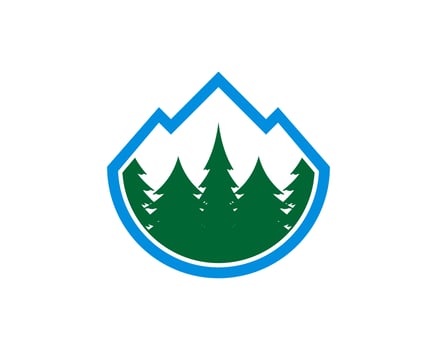 Mountain outline with pine forest inside vector