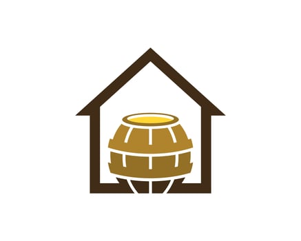 Simple house with beer barrel inside vector