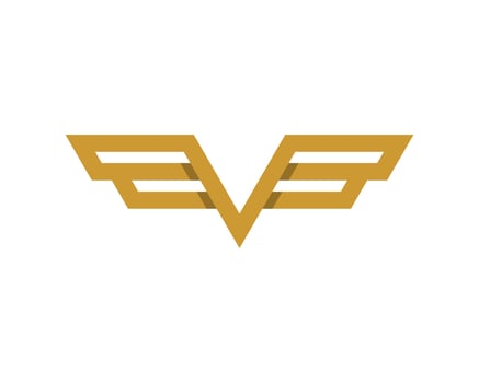 Abstract gold wing with V and B letter initial vector