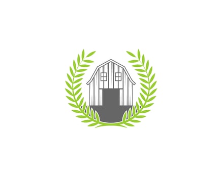 Circle wheat with barn farm in the middle vector