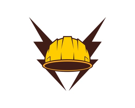 Twin electrical lightning with safety helmet inside vector