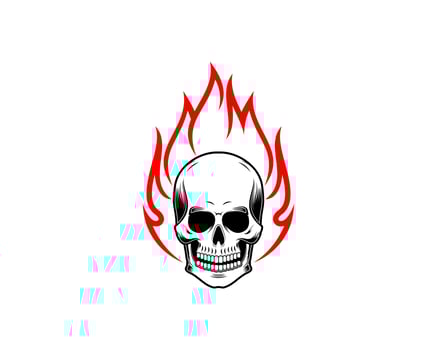 Skull head with fire flame illustration vector