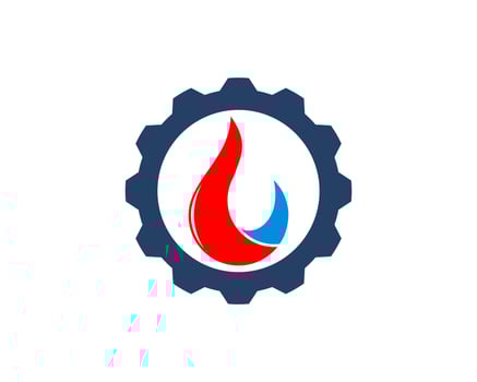 Gear with fire ball and water drop inside vector