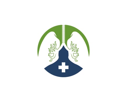 Lung and medical plus symbol in the circle logo vector