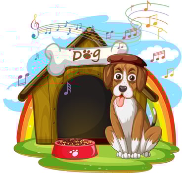 A dog outside the doghouse vector