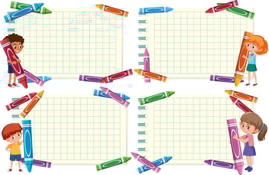 Empty board template with children cartoon character vector