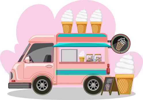 Flea market concept with ice cream food truck vector