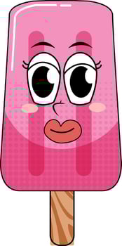 Pink popsicle with happy face vector