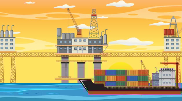 Petroleum industry concept with offshore oil platform vector
