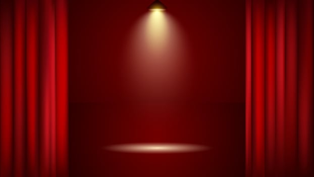 red curtains cinema theater mockup. template background with elegant curtains vector