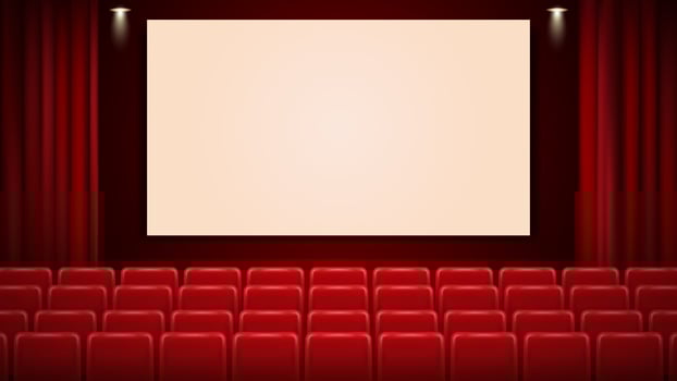 Cinema mockup with blank white screen. template background. vector