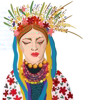 Vector isolated illustration of ukrainian woman.