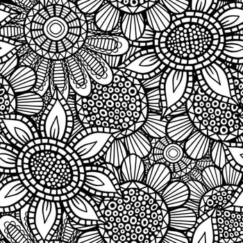 Seamless Folk Art Floral Doodle Pattern vector