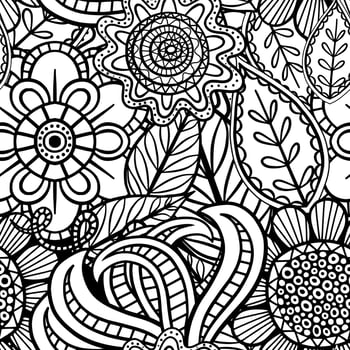 Artistic Floral Leaf Folk Art Montage Doodle vector