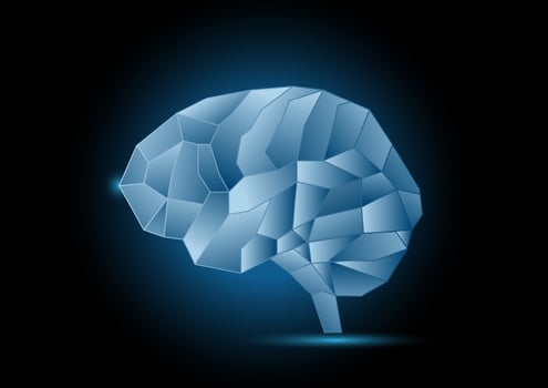 Illustration of human brain polygon on black background vector