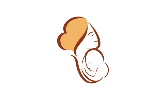 Mother with her baby, mother's day logo vector