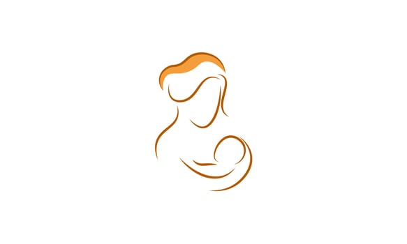 Mother with her baby, mother's day logo vector