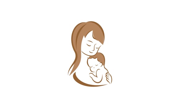 Mother with her baby, mother's day logo vector