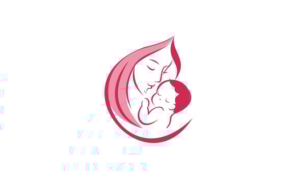Mother with her baby, mother's day logo vector