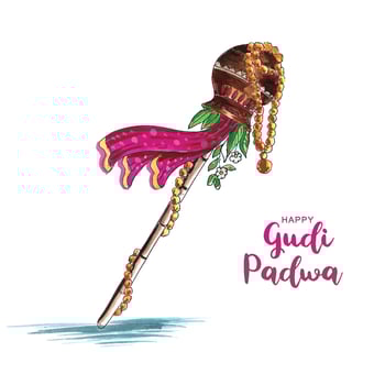 Beautiful gudi padwa celebration indian festival card background vector
