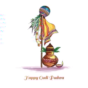 Beautiful gudi padwa celebration indian festival card background vector