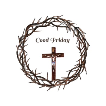 Jesus crown of thorns good friday on white background vector