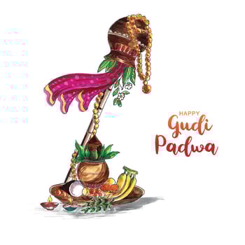 Occasion gudi padwa celebration card design vector